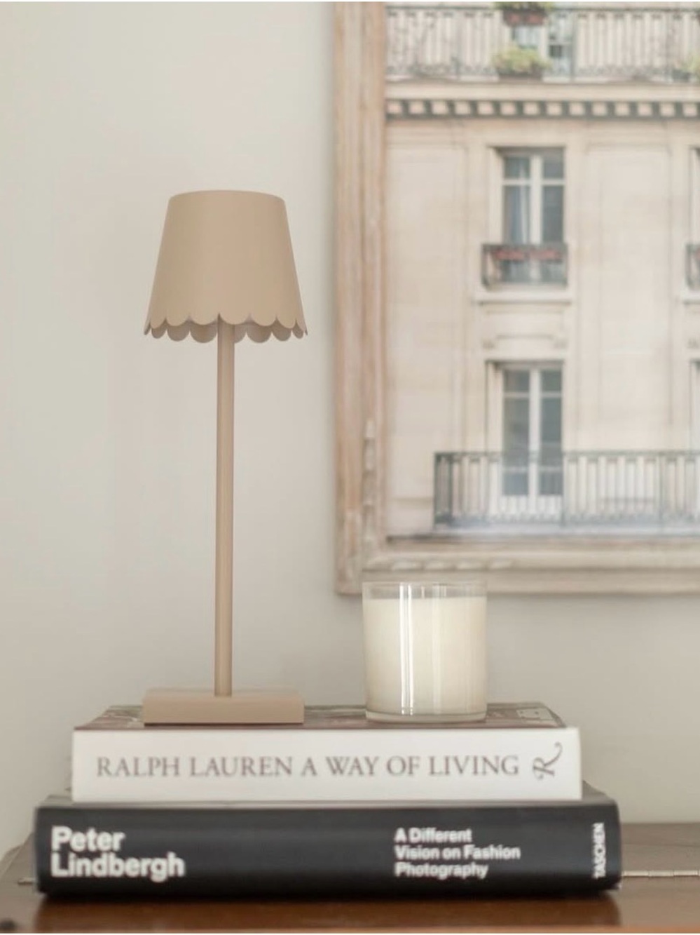 Jardines Domain Home Wireless LED Scalloped Table Lamp in Fawn
